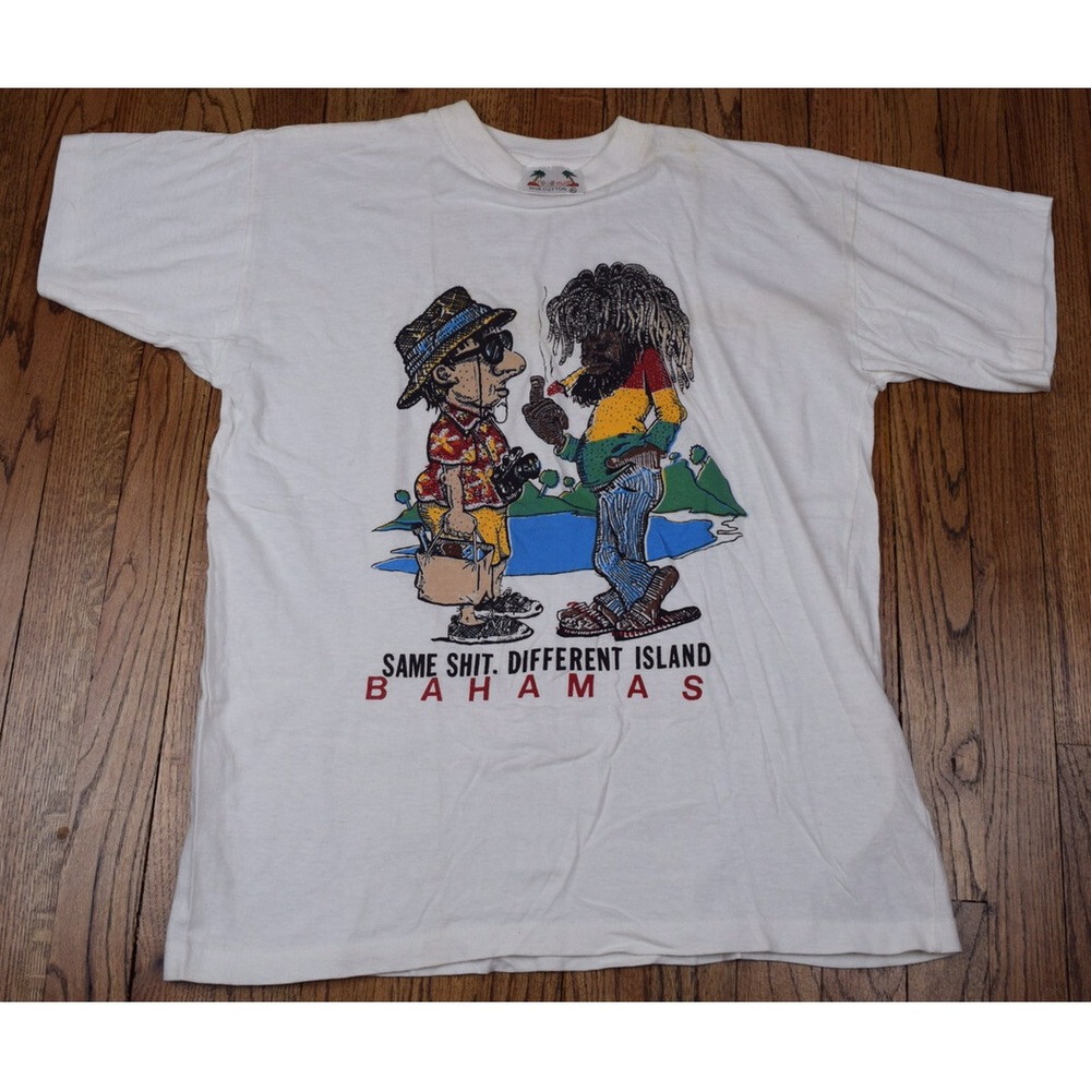 Vintage 90s Men's Jamaica Bahamas Tourist Graphic T-Shirt Single Stitch Size XL